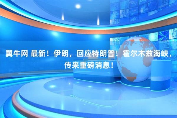 翼牛网 最新！伊朗，回应特朗普！霍尔木兹海峡，传来重磅消息！